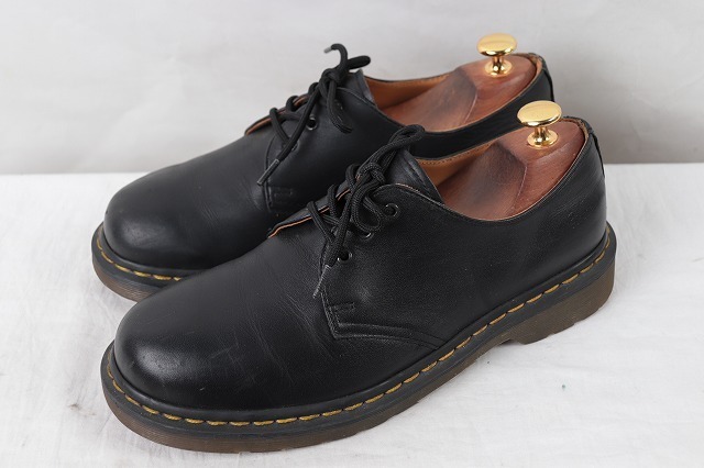 ドクターマーチン UK7/25.5cm-26.0cm/3ホール 黒 ブラック ブーツ レザー メンズ レディース dr.martens 中古 古着 dm3358_画像1