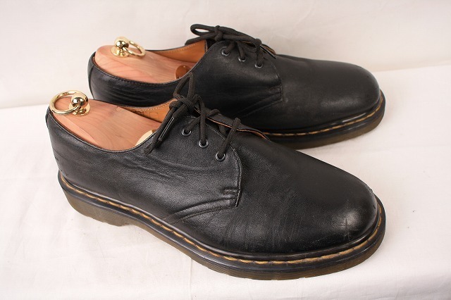 ドクターマーチン UK8/26.5cm～27.0cm/3ホール 黒 ブラック レザー ブーツ メンズ DR.Martens 中古 古着 dm3149_画像6