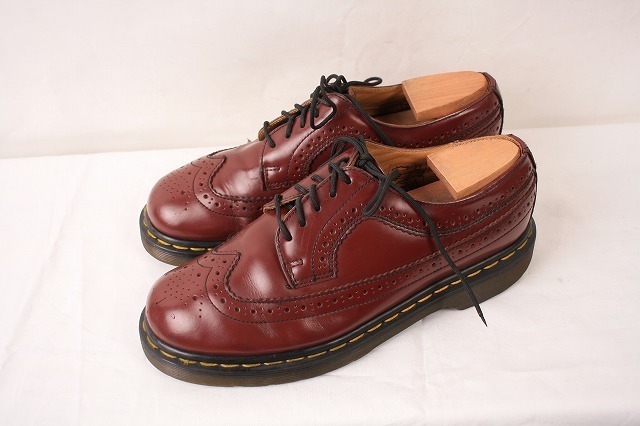 ドクターマーチン UK5/23.5cm-24.0cm/5ホール ウィングチップ バーガンディ ブーツ レディース レザー 本革 dr.martens 中古 dm3059