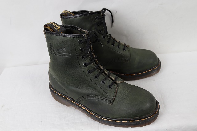  Britain made Dr. Martens UK6/24.5cm~25.0cm/8 hole green green boots men's lady's England used T Point dh3085