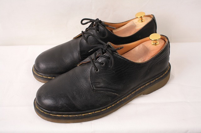 ドクターマーチン UK8/26.5cm～27.0cm/3ホール 黒 ブラック レザー ブーツ メンズ DR.Martens 中古 古着 dm2922