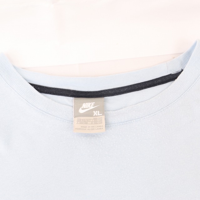 ナイキ Tシャツ XL 水色 ネイビー NIKE 半袖 ロゴ クルーネック レディース 古着 中古 st23_画像4