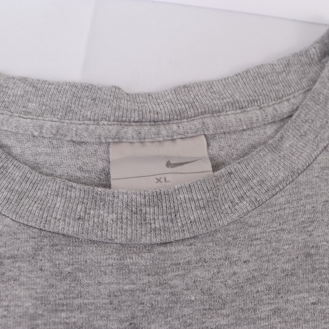 ナイキ Tシャツ XL グレー 灰色 NIKE 半袖 ワンポイントロゴ クルーネック メンズ レディース 古着 中古 st41_画像4