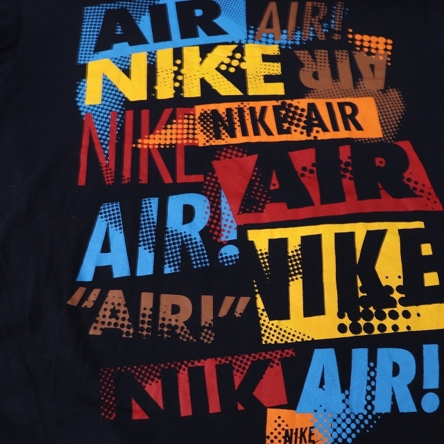 ナイキ Tシャツ S 位 紺 ダークネイビー デザイン NIKE 半袖 プリント ロゴ クルーネック メンズ レディース 古着 中古 st222_画像3