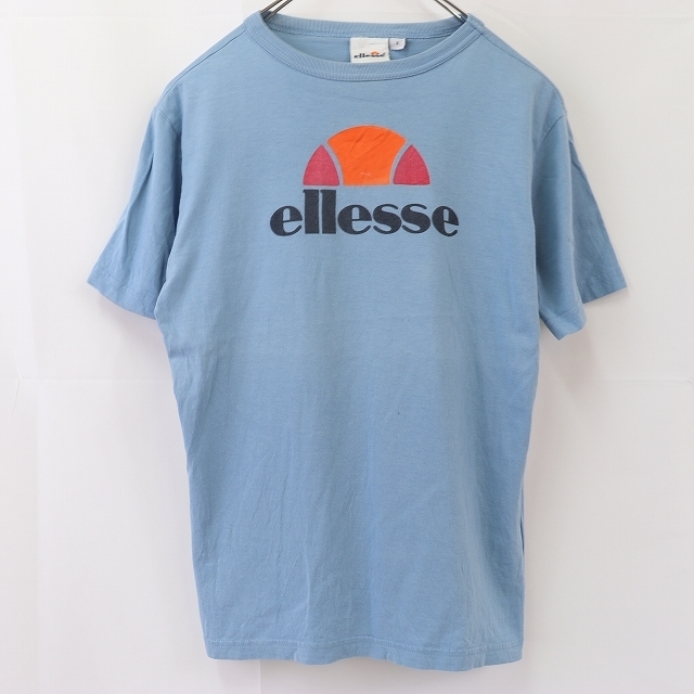 ellesse Tシャツ 水色 ブルーグレー ロゴ エレッセ 半袖 クルーネック メンズ 古着 中古 st164_画像1