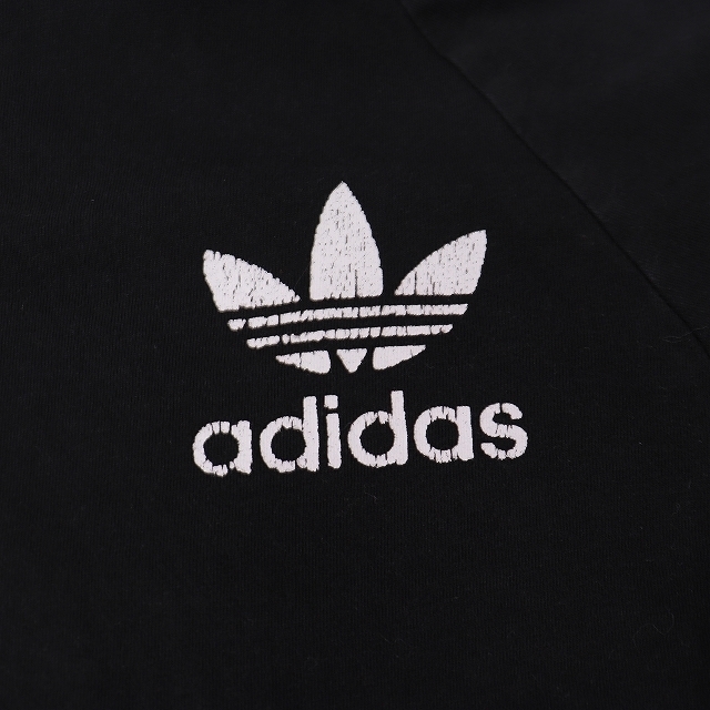  Adidas футболка S ранг чёрный белый one отметка полоса короткий рукав adidas Logo /to зеркальный . il женский б/у одежда б/у st118