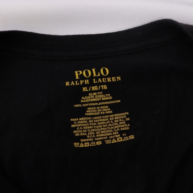 ラルフローレン Tシャツ XL 黒 赤 ワンポイント POLO RALPH LAUREN ビッグサイズ 大きめ 半袖 Vネック メンズ 古着 st111_画像4