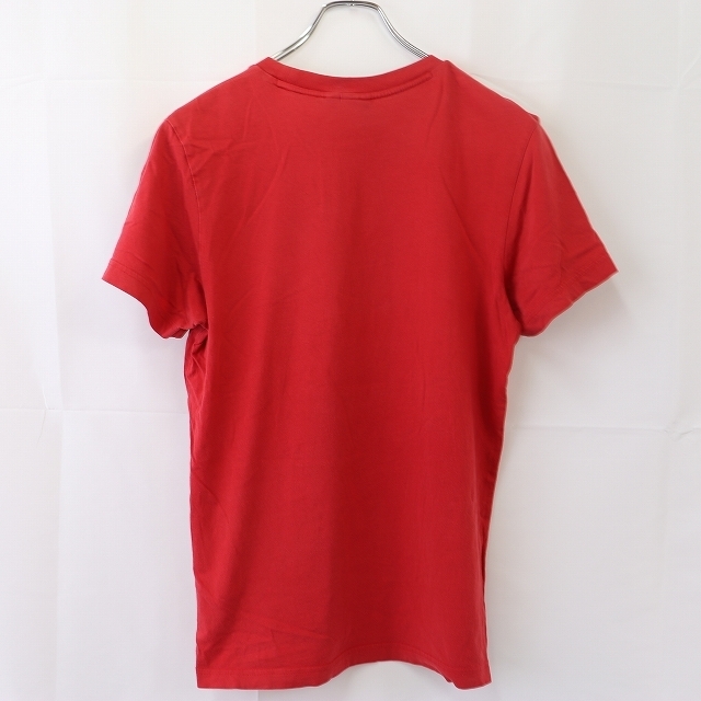 アディダス Tシャツ S 赤 白 半袖 adidas ロゴ クルーネック /トレフォイル メンズ レディース 古着 中古 st74_画像2
