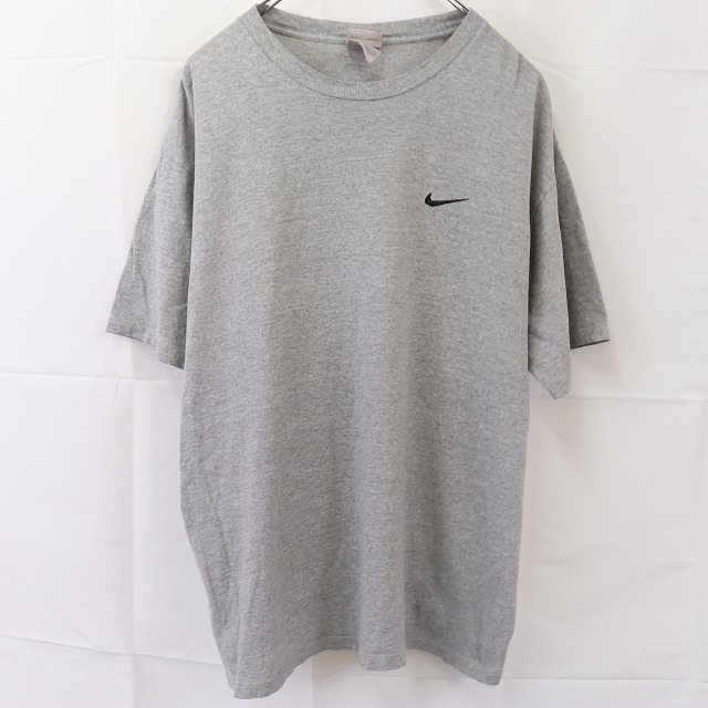 ナイキ Tシャツ XL グレー 灰色 NIKE 半袖 ワンポイントロゴ クルーネック メンズ レディース 古着 中古 st41_画像1