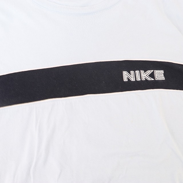 ナイキ Tシャツ XL 水色 ネイビー NIKE 半袖 ロゴ クルーネック レディース 古着 中古 st23_画像3