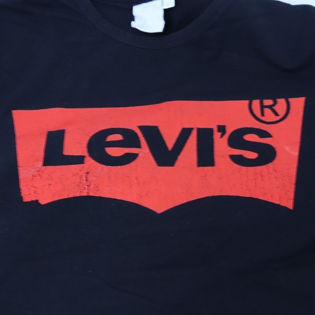 リーバイス Tシャツ XL 黒 ロゴ 赤 Tシャツ LEVIS 半袖 プリント クルー メンズ レディース 古着 中古 st236_画像3
