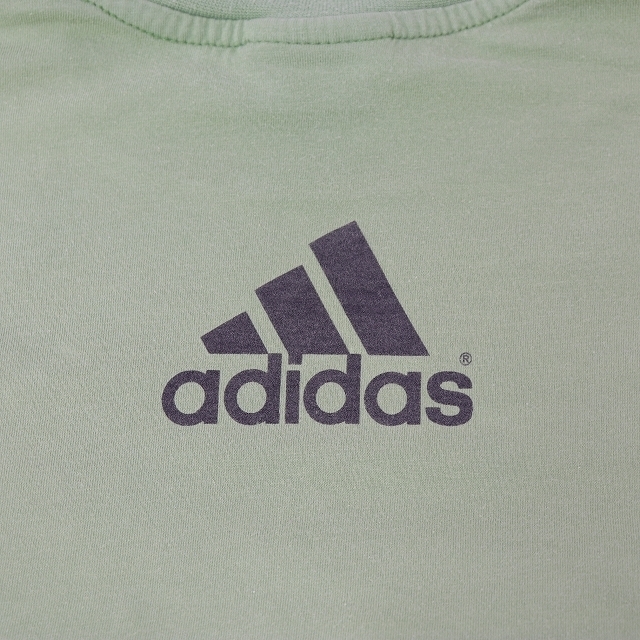 アディダス Tシャツ L 位 黄緑 半袖 adidas プリント ロゴ 大きめ ビッグサイズ/トレフォイル メンズ レディース 古着 中古 st142_画像5