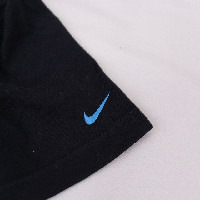 ナイキ Tシャツ S 位 紺 ダークネイビー デザイン NIKE 半袖 プリント ロゴ クルーネック メンズ レディース 古着 中古 st222_画像5