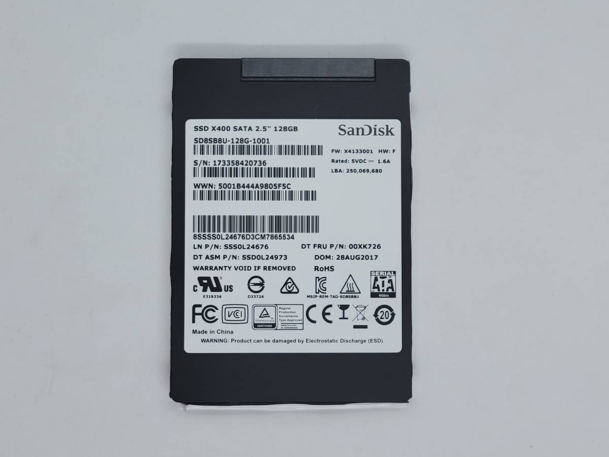 【SSD128GB】SanDisk　サンディスク（管：CW3-SD2-420736）2.5インチ SD8SB8U-128G-1001　6Gb/s 動作OK フォーマット済み 