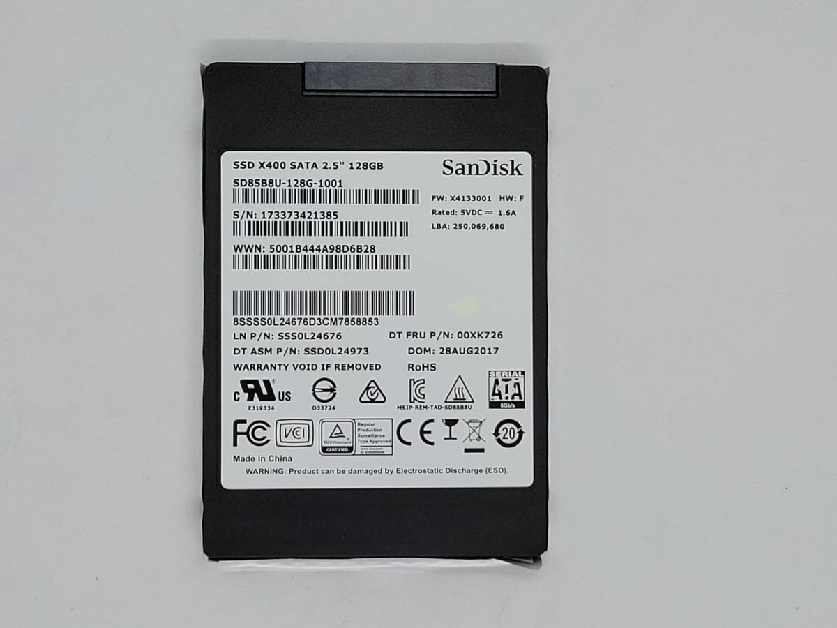 【SSD128GB】SanDisk　サンディスク（管：CW3-SD10-421385）2.5インチ SD8SB8U-128G-1001　6Gb/s 動作OK フォーマット済み 