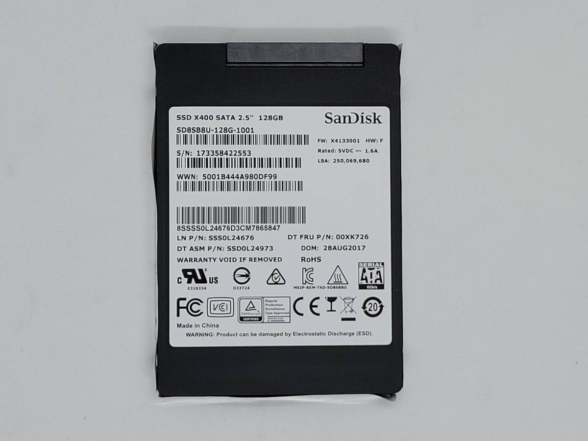【SSD128GB】SanDisk　サンディスク（管：CW3-SD10-422553）2.5インチ SD8SB8U-128G-1001　6Gb/s 動作OK フォーマット済み 
