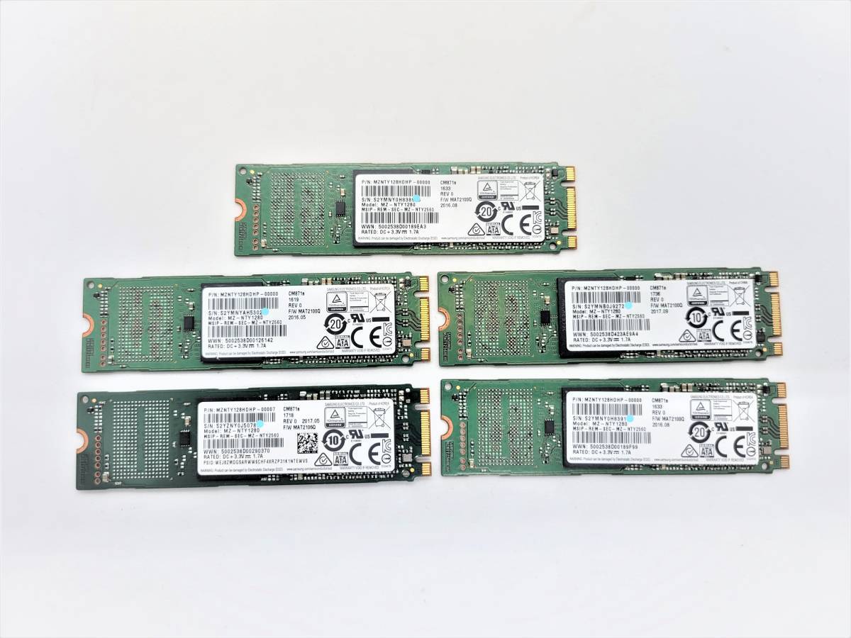 ■5個セット・送料無料■【M.2 SSD128GB】★Samsung 　サムスン★（管：CW3-SS-5S3）■MZ-NLY1280■動作確認済み　フォーマット済み 