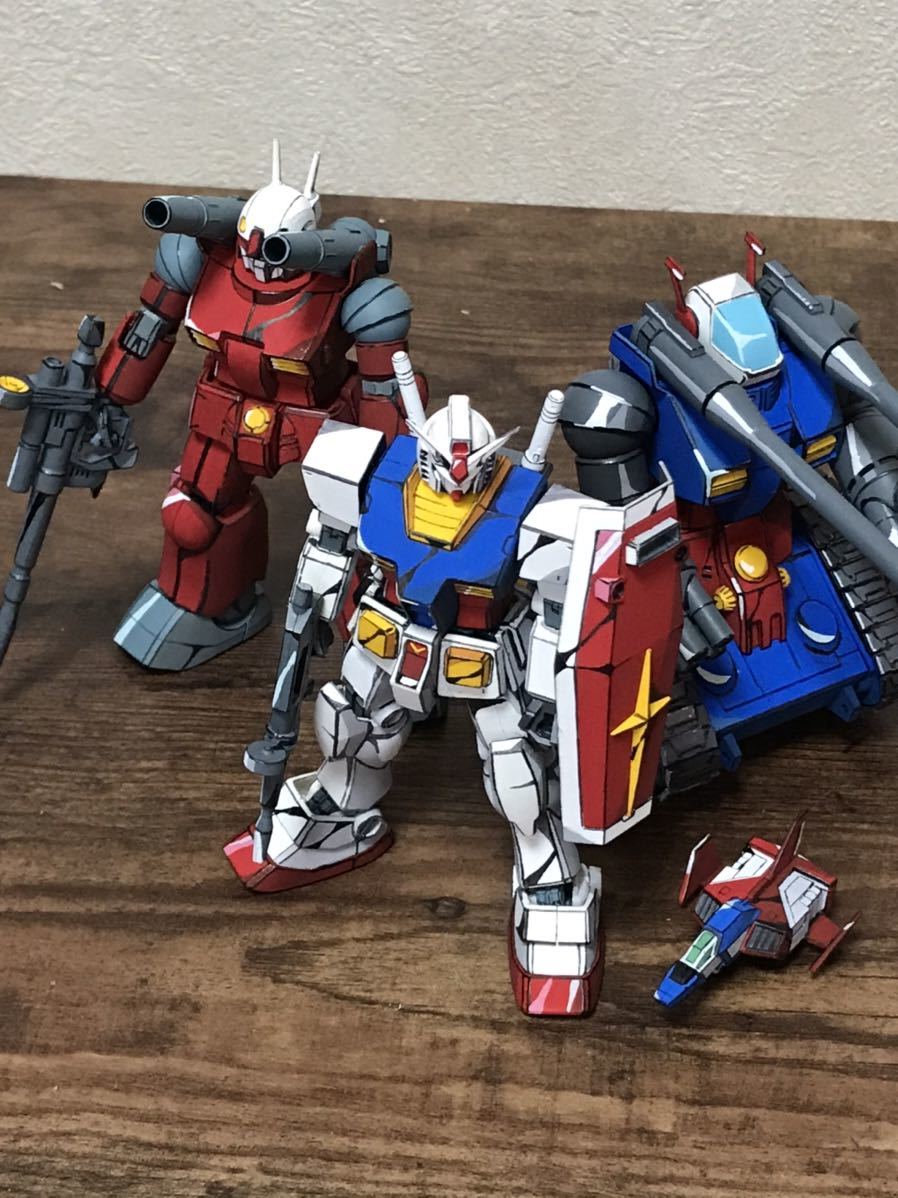 イラスト風塗装 V作戦HGキット 1/144 ガンダム ガンキャノン イラスト風塗装 V作戦HGキット 1/144 ガンダム ガンキャノン