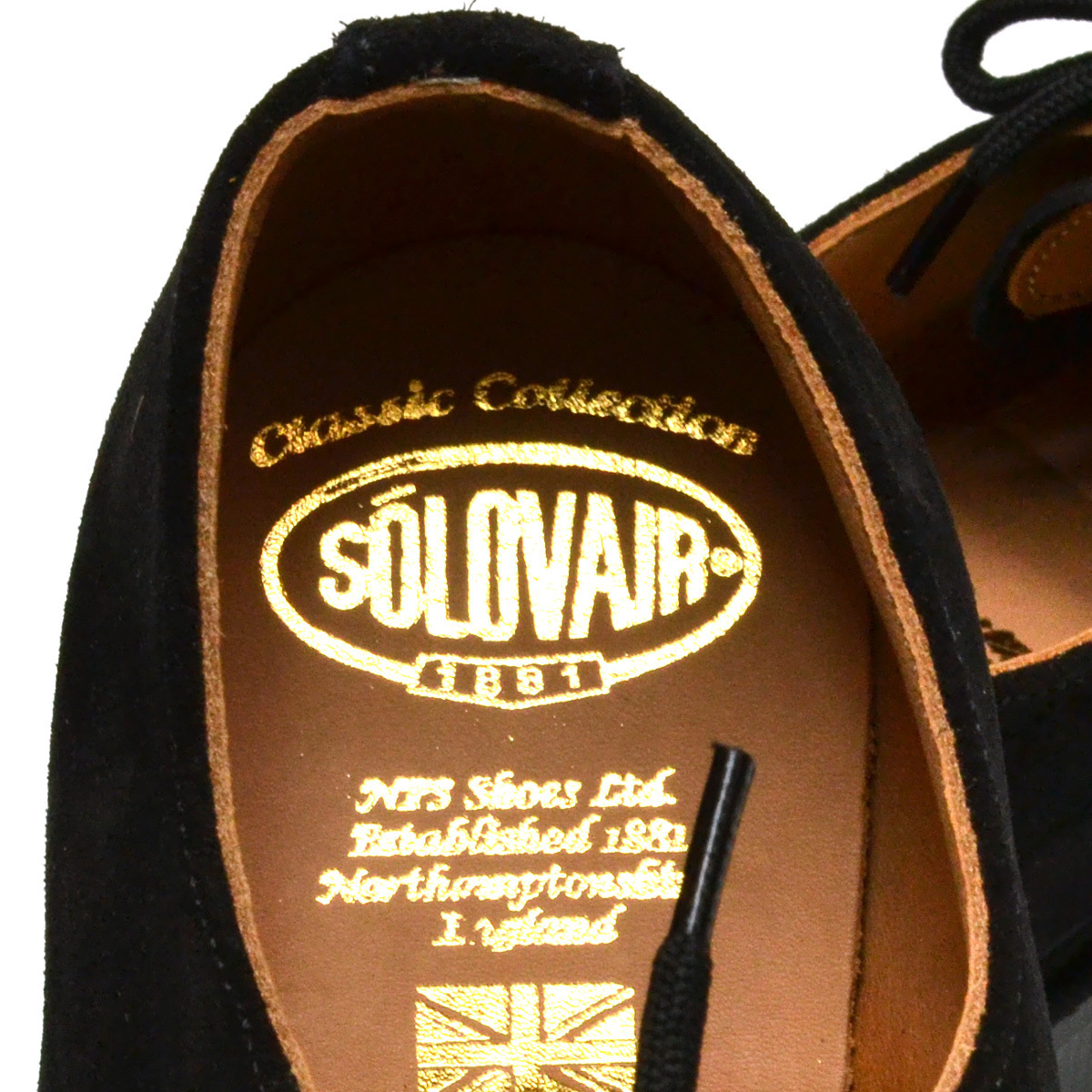 □M674110 未使用 SOLOVAIR ソロヴェアー 英国製 4 EYE SHOE ブラックスウェード プレーントゥシューズ 3.5サイズ（22.5ｃｍ） 4-996 レデ