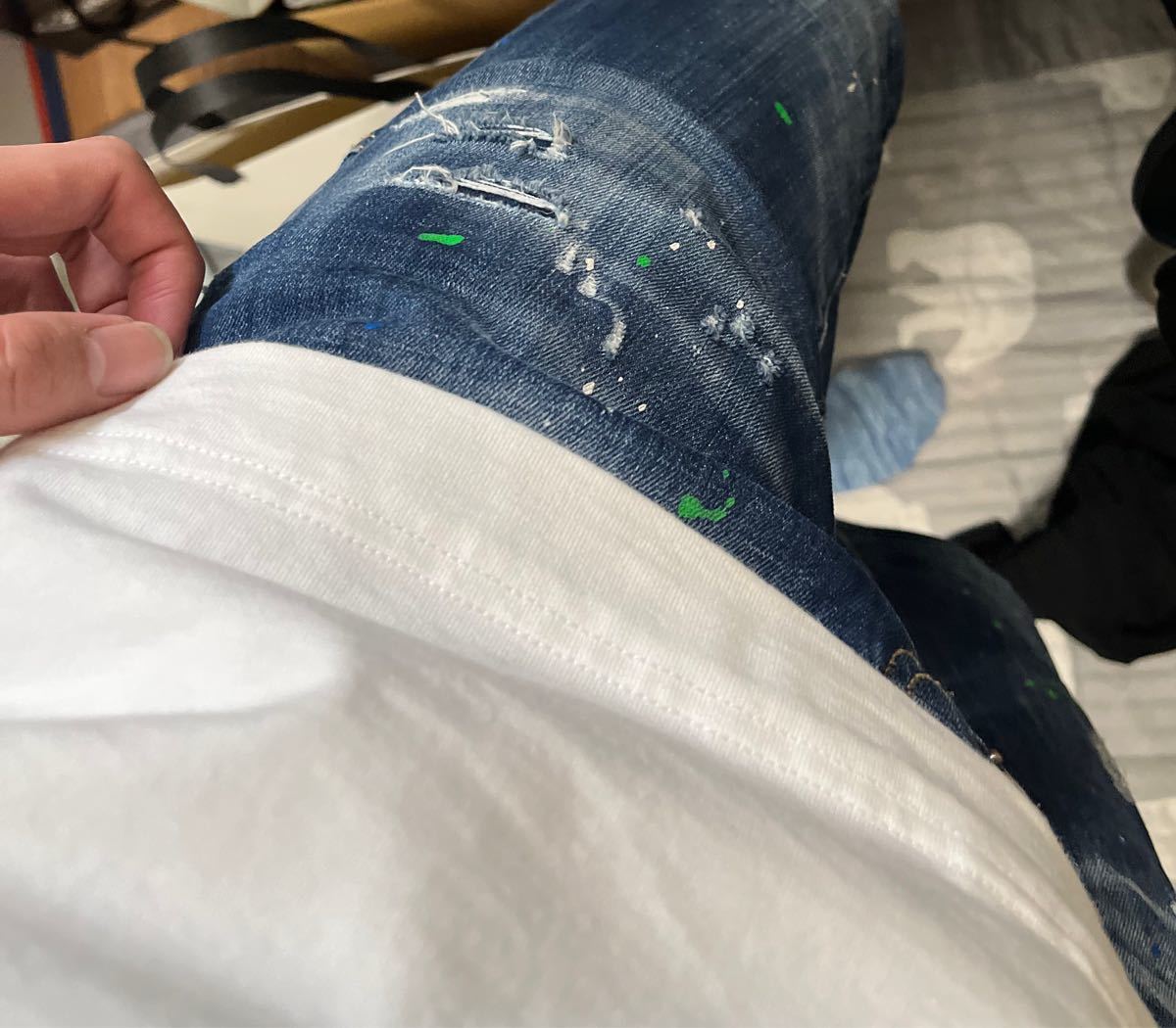 DSQUARED2 グリーン ペイント 人気モデル タイディーバイカー ディー