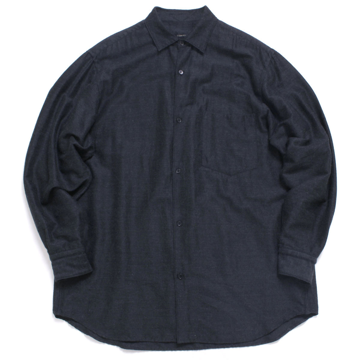 21SS COMOLI ウールシルクシャツ 定価50,600円 size3 チャコール T01