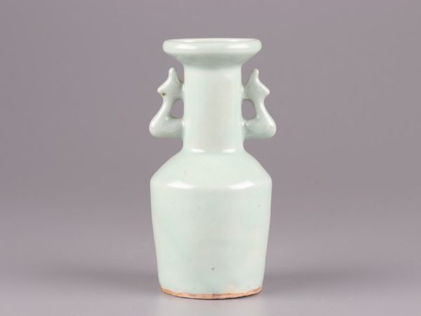 中国古玩 唐物 宋代 龍泉窯 天龍寺青磁 双耳 花瓶 古作 時代物 極上品
