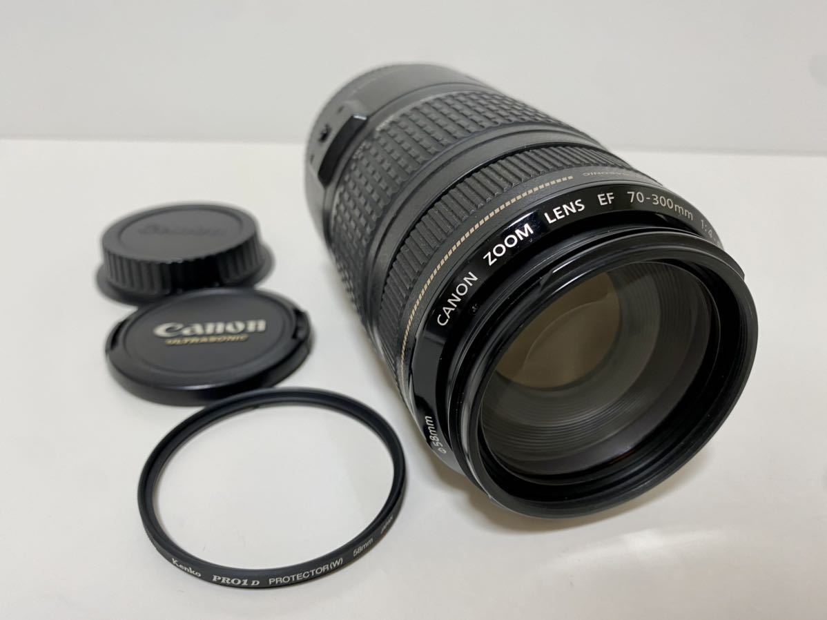 現状品 Canon ULTRASONIC ZOOM LENS EF 70 - 300mm 1:4 - 5.6 IS USM JAPAN 58mm kenko キャノン ウルトラソニック ズーム 望遠 レンズ_画像1