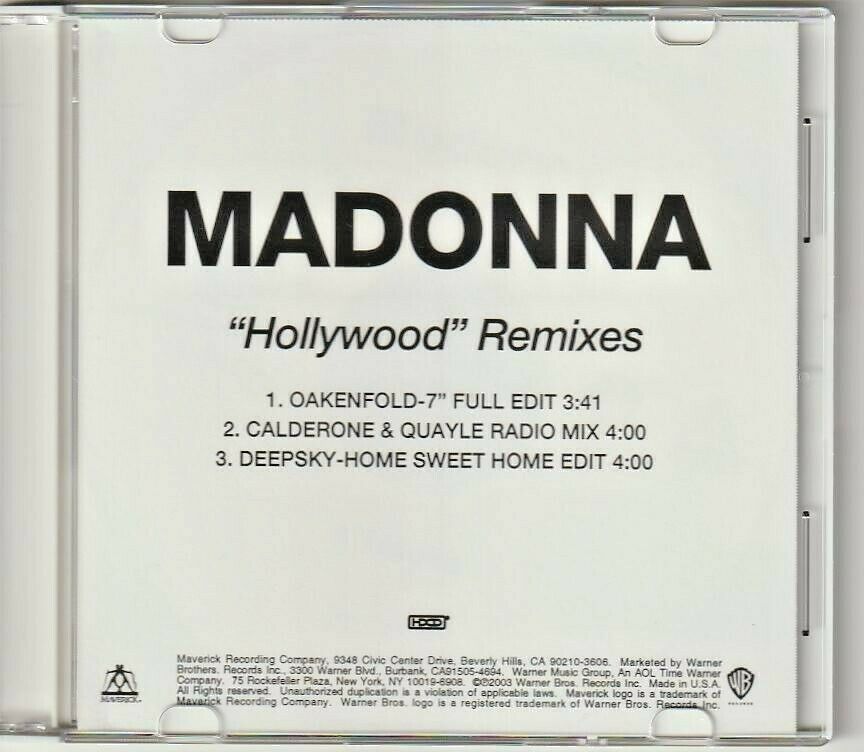 高い素材 MADONNA マドンナ Hollywood （リファレンスCD） プロモCD Maverick/Warner EDITS) US  (REMIX (Remixes) Madonna - www.villanideluca.com