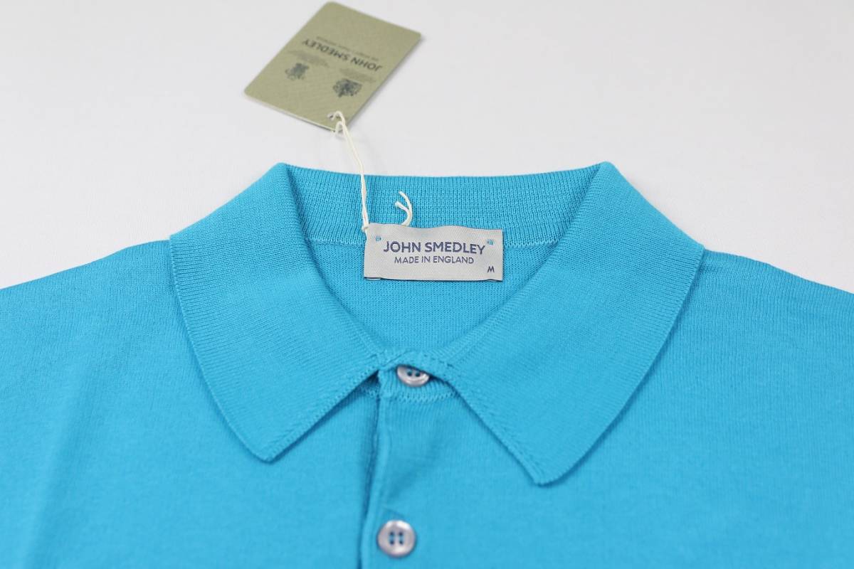 新品 John Smedley　ジョンスメドレー 最高級シーアイランドコットン　ポロシャツ Mサイズ 　BAY BLUE_画像2
