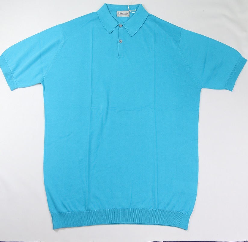 新品 John Smedley　ジョンスメドレー 最高級シーアイランドコットン　ポロシャツ Mサイズ 　BAY BLUE_画像1