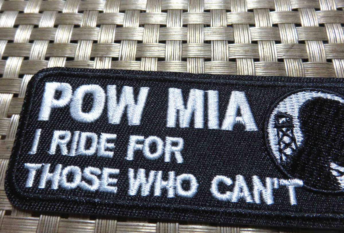 黒/長方形◆新品Pow Mia 戦争捕虜　I RIDE　FOR THOSE WHO CAN'T戦時行方不明者ワッペン◇アメリカ大型二輪車オートバイ　バイク　ハーレー_画像9