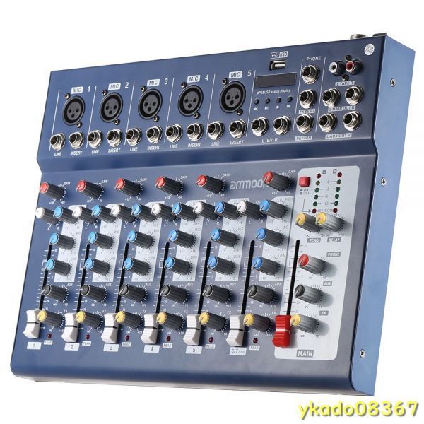 OL072:ammoon F7 7 channel my Klein audio sound mixer mixing console (USB input attaching )48V fan tam power supply 