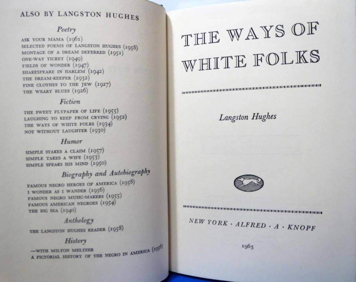 THE WAYS OF WHITE FOLKS/ LANGSTON HUGHES ラングストン・ヒューズ◆ALFRED ・ A ・ KNOPF_画像2