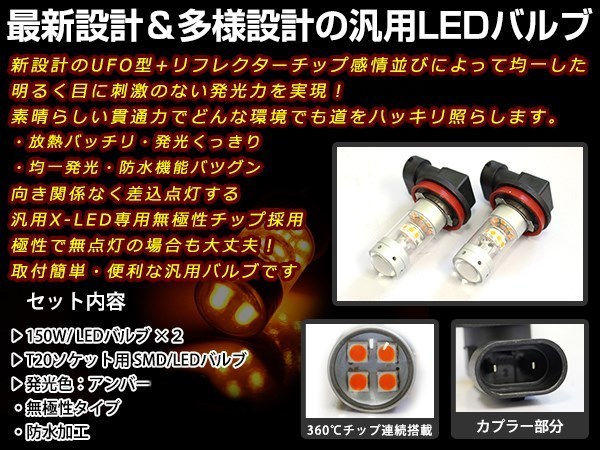 オデッセイ RB1 2 後期 150W LEDバルブ 28連 H11 黄 黄 アンバー イエロー 3000K ライト 外装 プロジェクター 12V/24V 車検対応_画像2