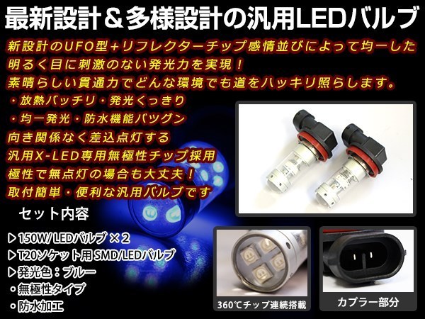 エルグランド E51 ライダー H14.5~H16.7 LEDバルブ H11 150W 青 ブルー 30000K ライト プロジェクター 車検対応 フォグランプ_画像2