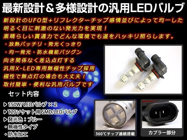 マークX GRX12#系 前期 150W LEDバルブ 28連 HB4 青 ブルー 30000K ライト 外装 プロジェクター 12V/24V 車検対応 フォグランプ_画像2