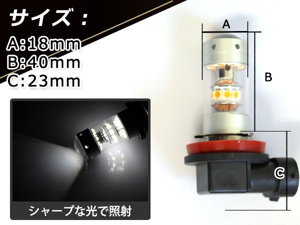 CX~5 KE##W H24.2~ LEDバルブ H11 150W CREE 白 ホワイト デイライト ライト 外装 プロジェクター 12V/24V 車検対応_画像3