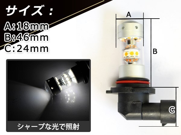 プリウス NHW20 H17.11~H21.4 LEDバルブ HB4 150W 白 ホワイト デイライト ライト 外装 プロジェクター 12V/24V 車検対応_画像3