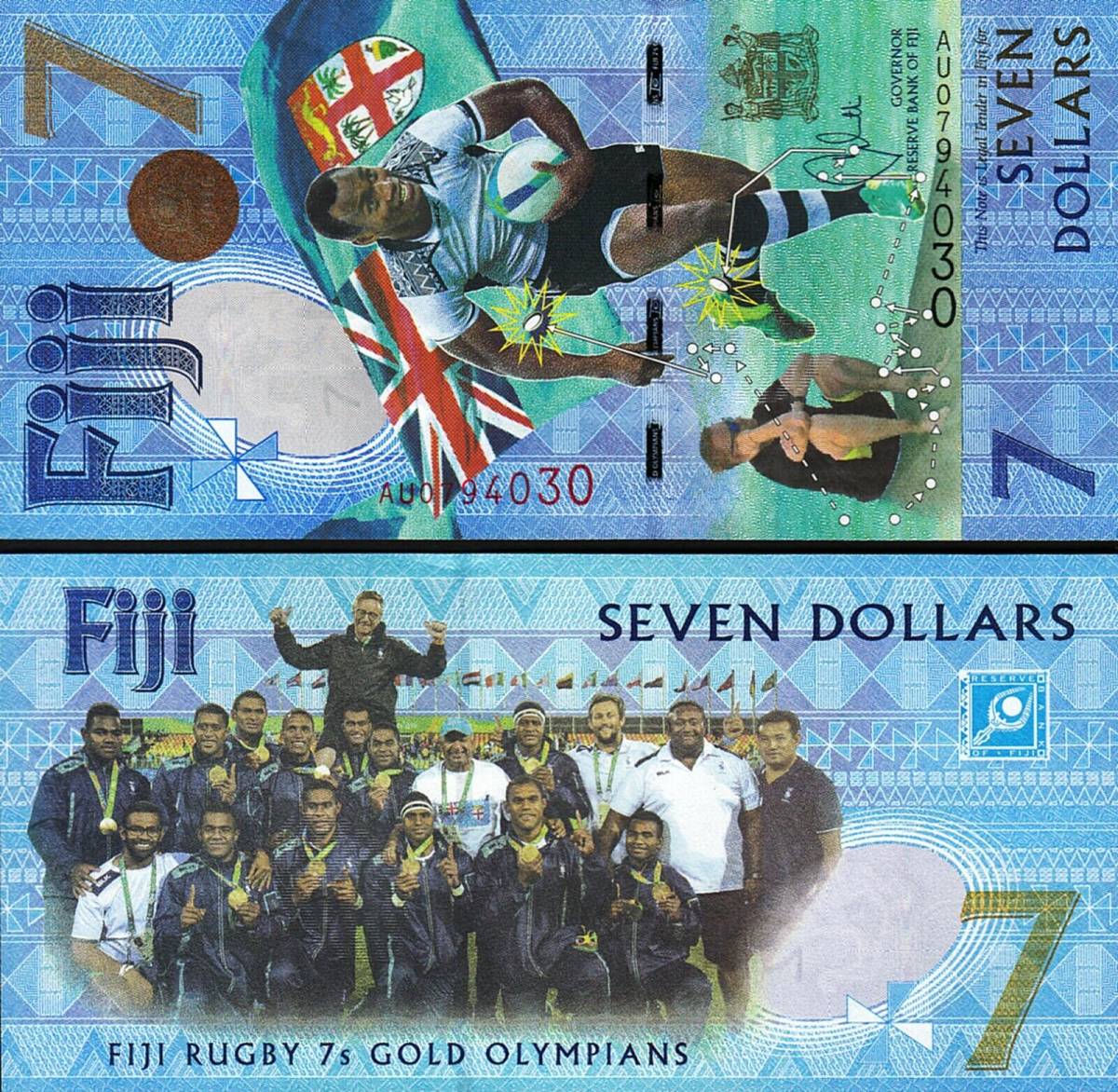 (B-970)fiji-7 доллар память банкноты 2016 год регби World Cup 
