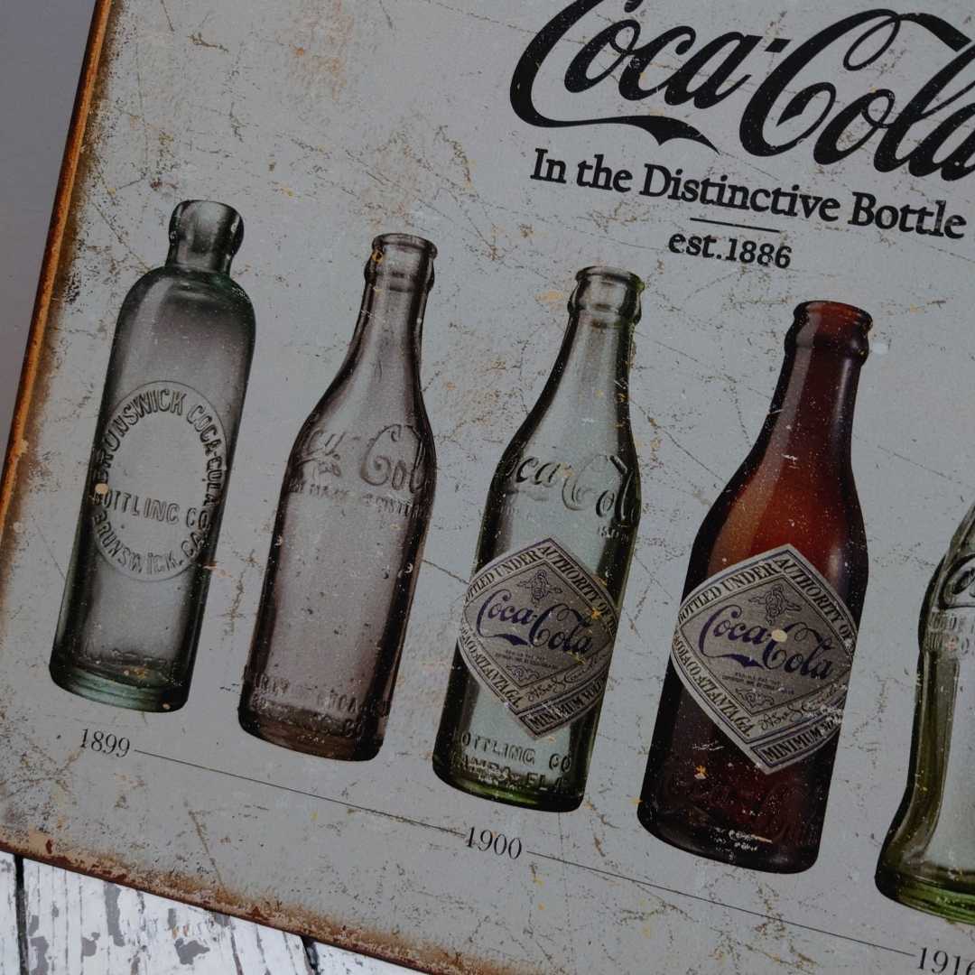 中古 ★ コカコーラ COCA-COLA メタルサイン 歴代 ボトル In the Distinctive Bottle 看板 / アメリカン ダイナー 50's 60's_画像3