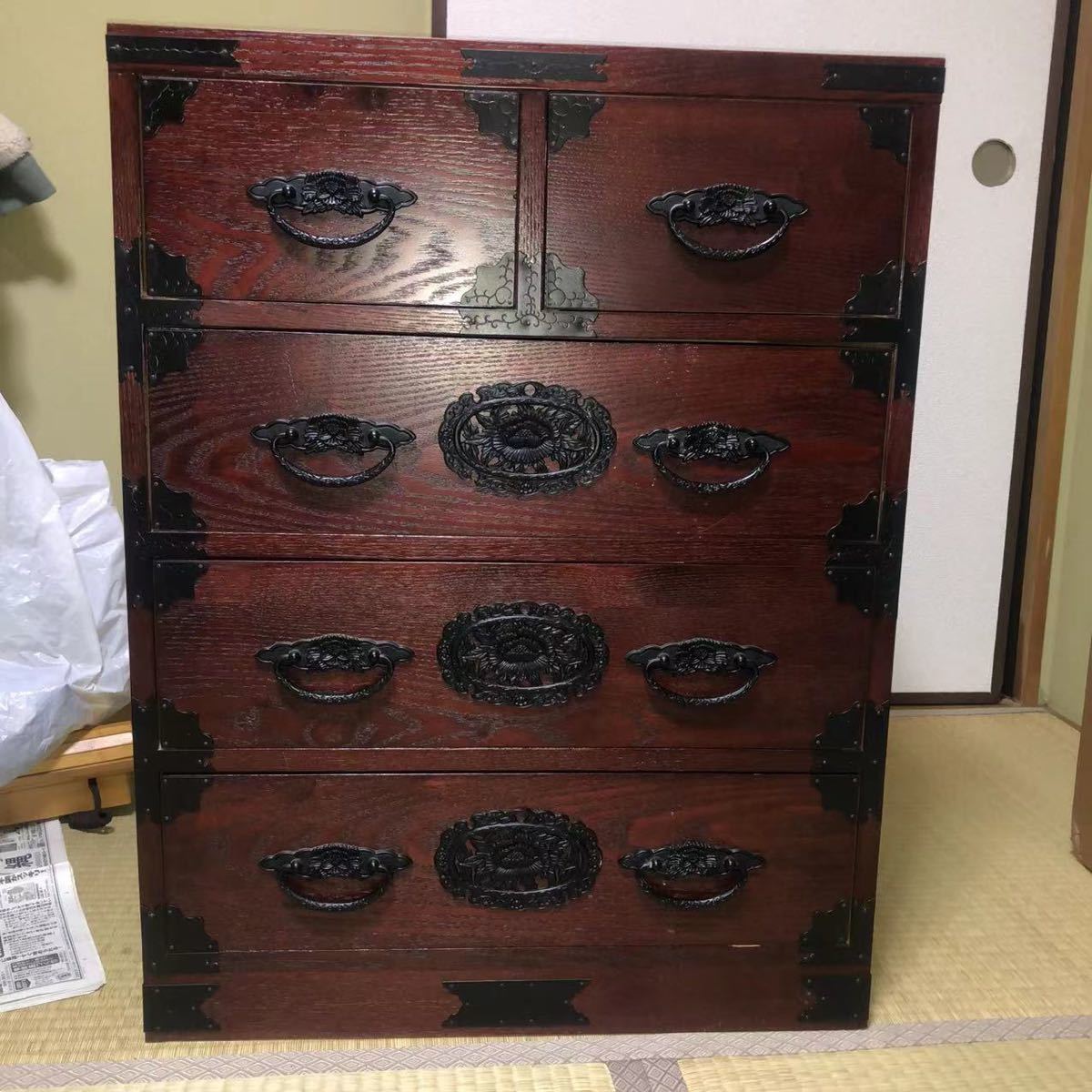 打ち出し金具 時代庄内箪笥 時代箪笥 時代家具 アンティーク