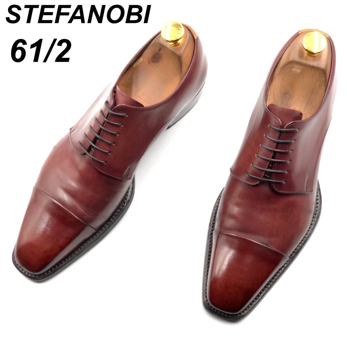 30％OFF 即決 STEFANOBI ビジネスシューズ 皮靴 革靴 ブラウン 茶 外羽根 ストレートチップ レザーシューズ メンズ 1145  6.5 24.5cm ステファノビ - ビジネスシューズ