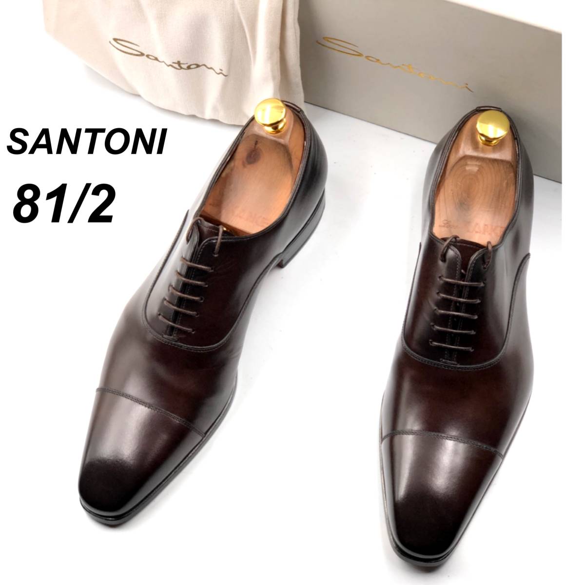 38％割引最新デザインの 即決 未使用 SANTONI サントーニ 26.5cm 8.5 15004 メンズ レザーシューズ ストレートチップ 内羽根  茶 ブラウン 箱付 保存袋付 革靴 皮靴 ビジネスシューズ メンズファッション ファッション-FRESHTOGO.PK