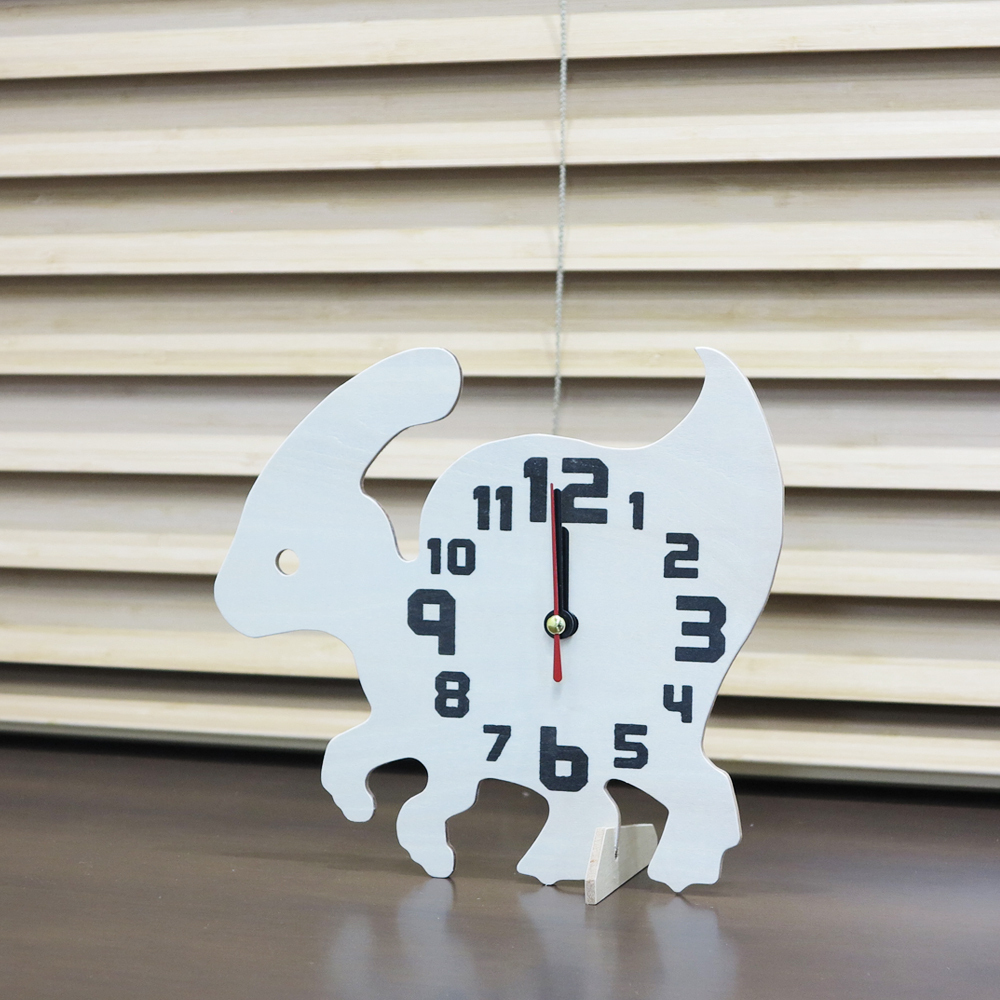 恐竜時計 #2 パラサウロロフス 壁掛け時計 置時計 木工 アート クラフト クリエイター デザイン 恐竜 時計_画像3