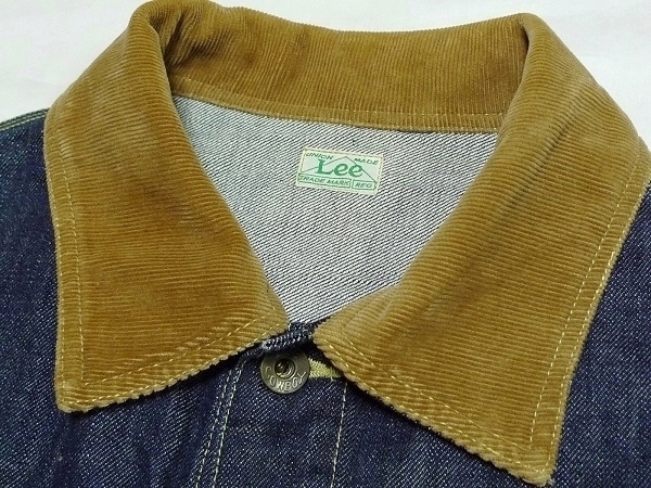 美品Leeリーｘ35SUMMERS別注CowboyJacketカウボーイジャケット36(S)濃紺インディゴGreenLabelコーデユロイ襟_画像5