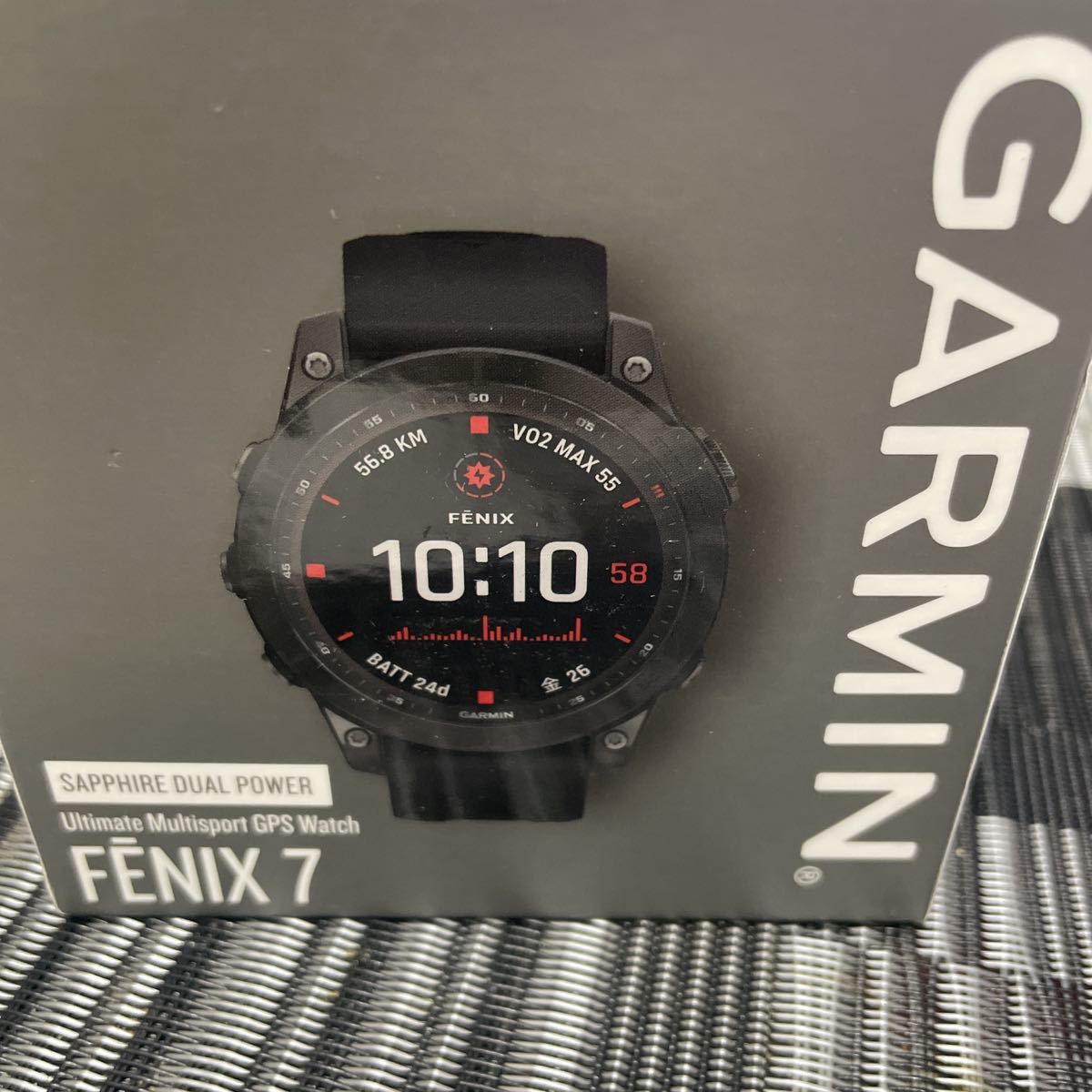 使用2時間)GARMIN fenix 7 Sapphire Dual Power Ti Black DLC Black