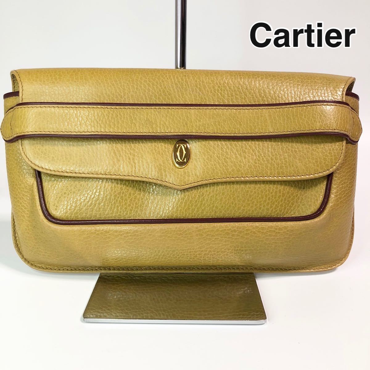 Cartier カルティエ マストライン レザー クラッチバッグ 黄色 セカンドバッグ