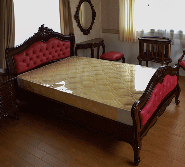  double bed mahogany antique style gorgeous mattress service Okinawa excepting remote island free shipping Brown red stylish ro here style 