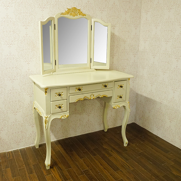 ro here style dresser desk white furniture three surface mirror ivory Gold gold . finishing dr900 mahogany material use 