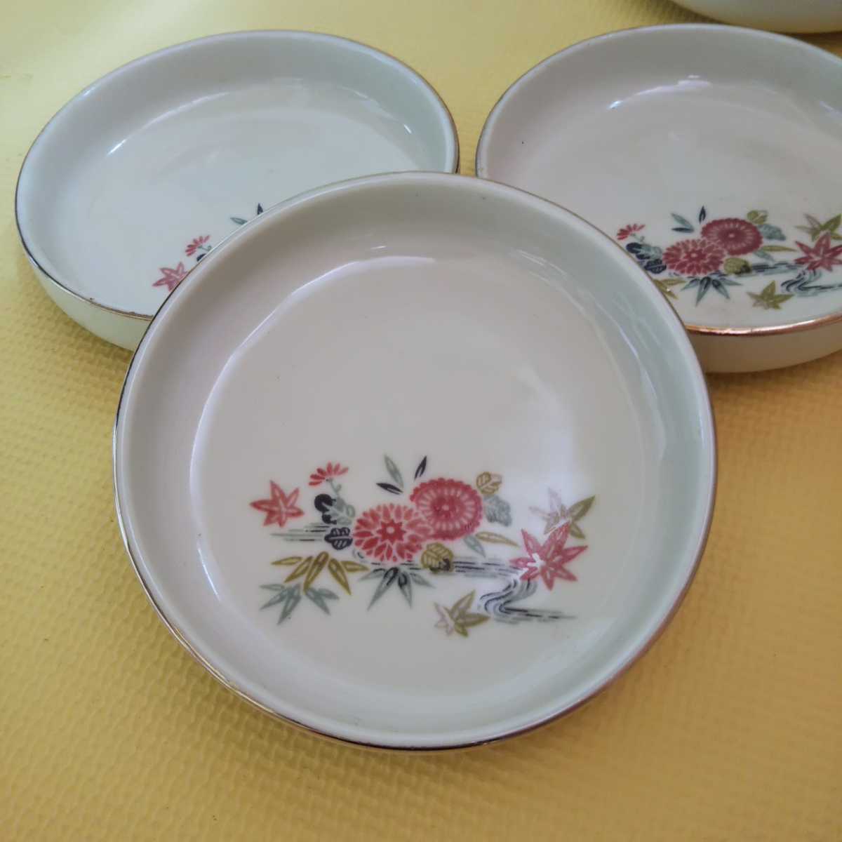  Showa Retro маленькая тарелка 5 листов диаметр 11.8. золотой . японская посуда .. тарелка подлинная вещь не использовался хранение товар 